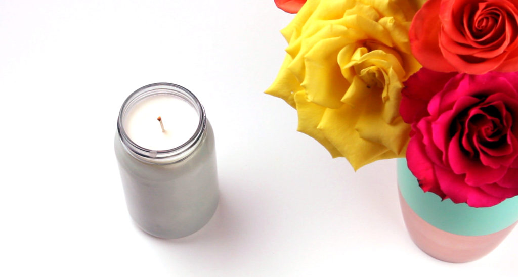 mason jar diy essential oil candle with rose