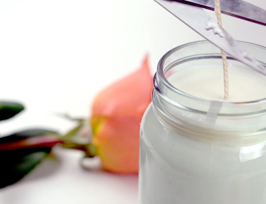 diy candle in mason jar with rose